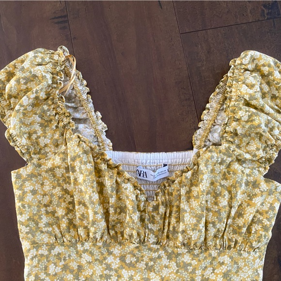 Zara Yellow Printed Mini Dress XS - Picture 12 of 14